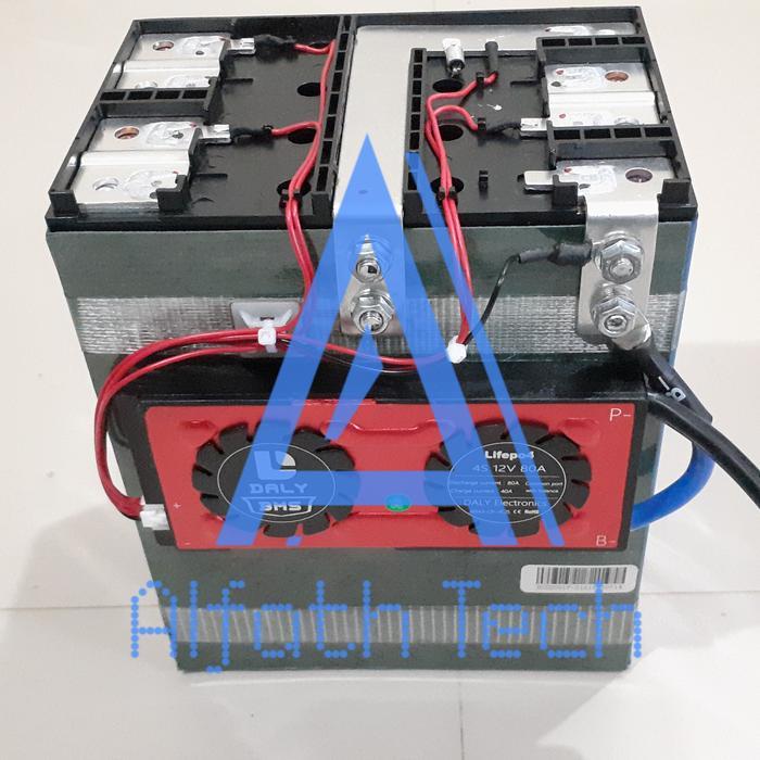 Custom Paket Baterai Battery LifePo4 12V 12.8v 100Ah BMS Daly 80A Batre Aki Batrai - bms std 120a