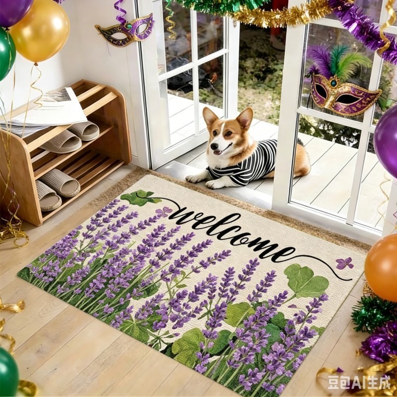 3D floor mat Keset Selamat Datang Bunga Matahari Cerah Keset Pintu Depan Bunga Kuning Bunga Pedesaan