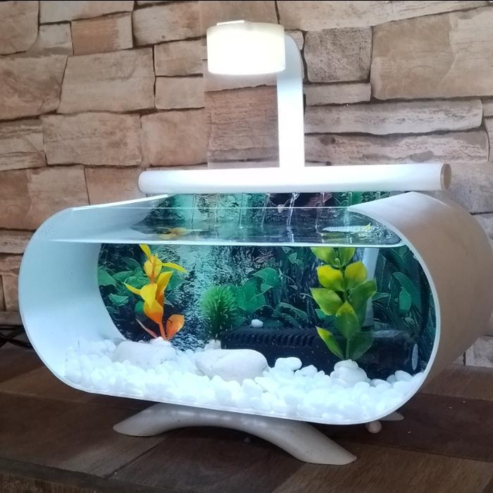 PROMOO aquarium mini dengan air terjun dan filter air