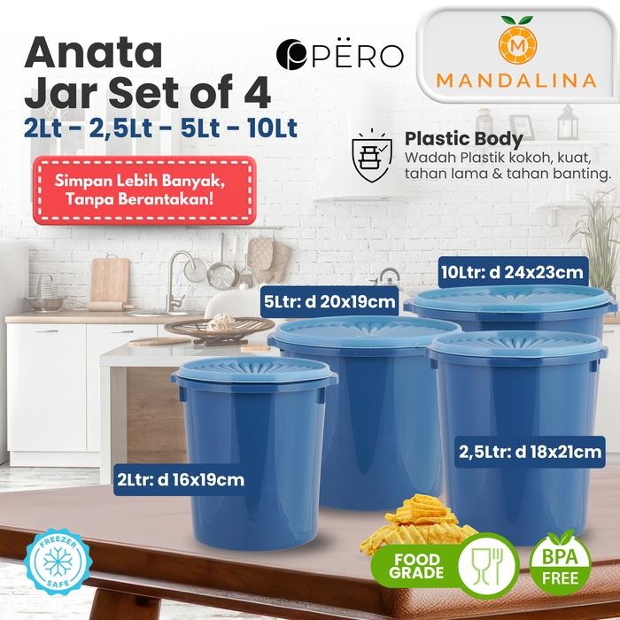 [CELYHOME PO 16 SEPTEMBER] Pero X Mandalina Anata Jar Set Of 4 / Toples Plastik Set Of 4