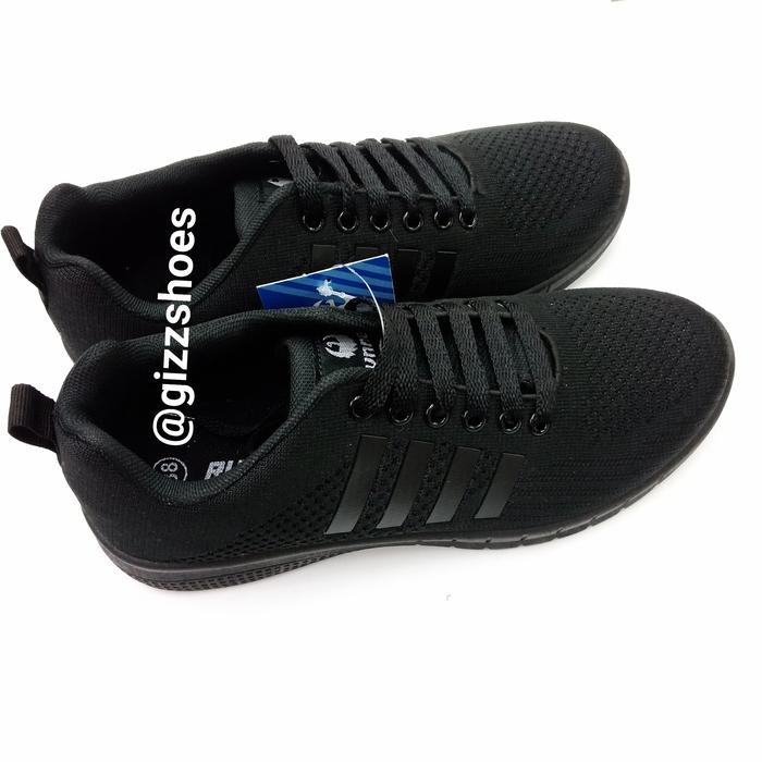 Sepatu Sekolah Sneakers Tali Cowok Pria Cewek Runner Dragon 03 Hitam