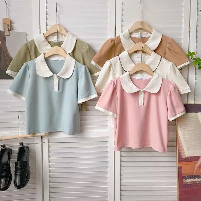 Collar Top Blouse Wanita Daily Wear Atasan Mx757