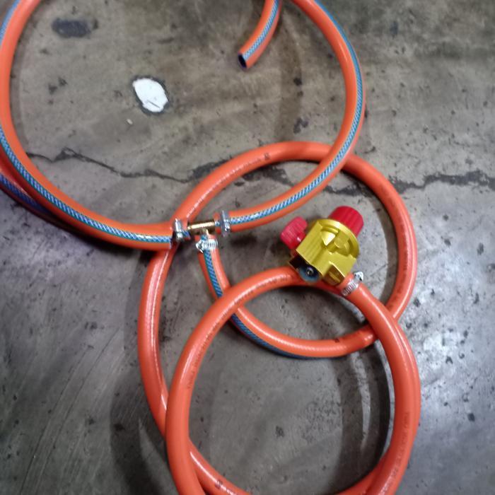 SELANG GAS SOLID CABANG T UKURAN 1 M+1M+2 METER DAN REGULATOR HP