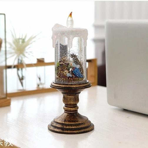 Lilin LED Natal Snowglobe Motif Natal Yesus Kado Natal Lilin Elektrik