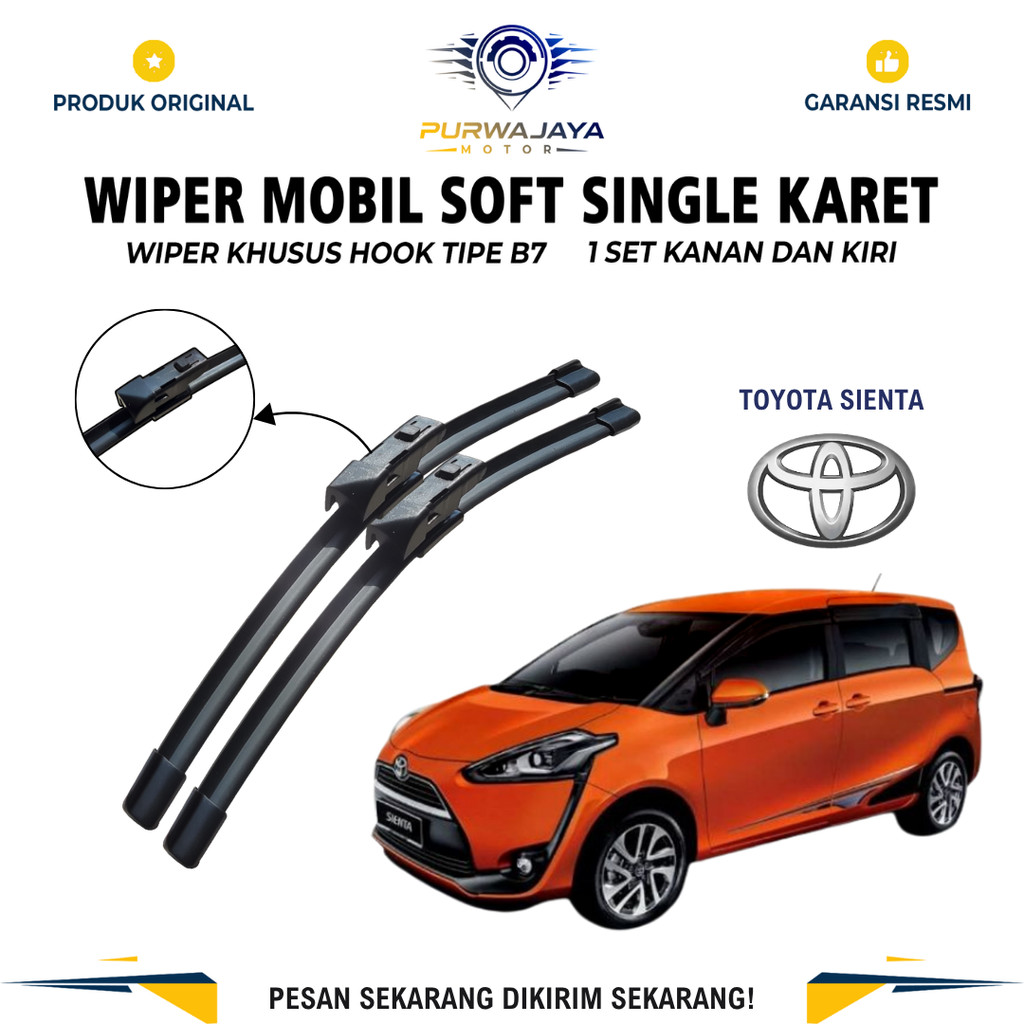 Wiper Blade Toyota Sienta Frameless Pembersih Kaca Depan Mobil 1 Set Kiri dan Kanan