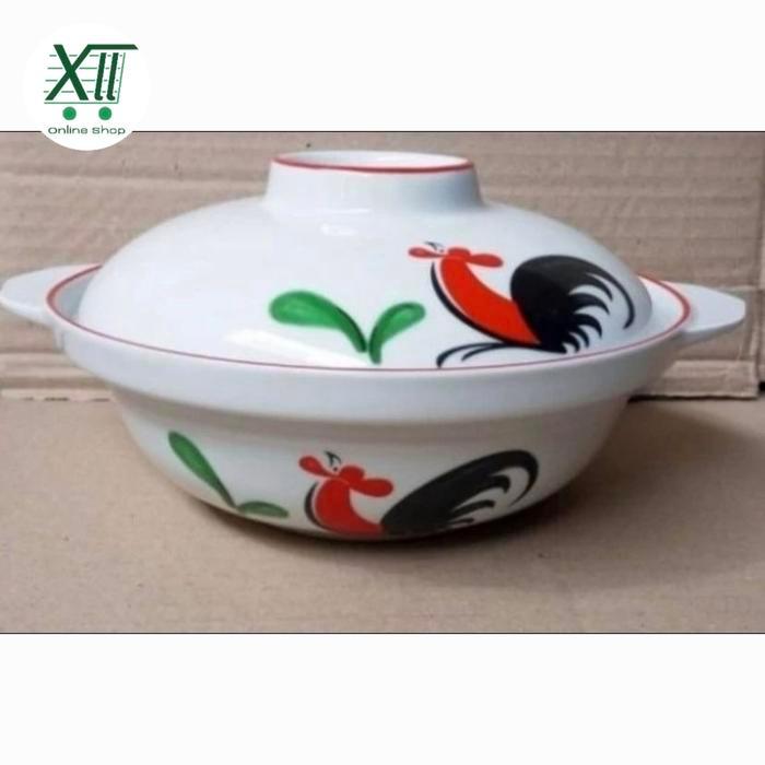 Kopin Mangkok Sup Keramik + Tutup Ayam Jago 6 Inch Mangkok Sapo Ramen