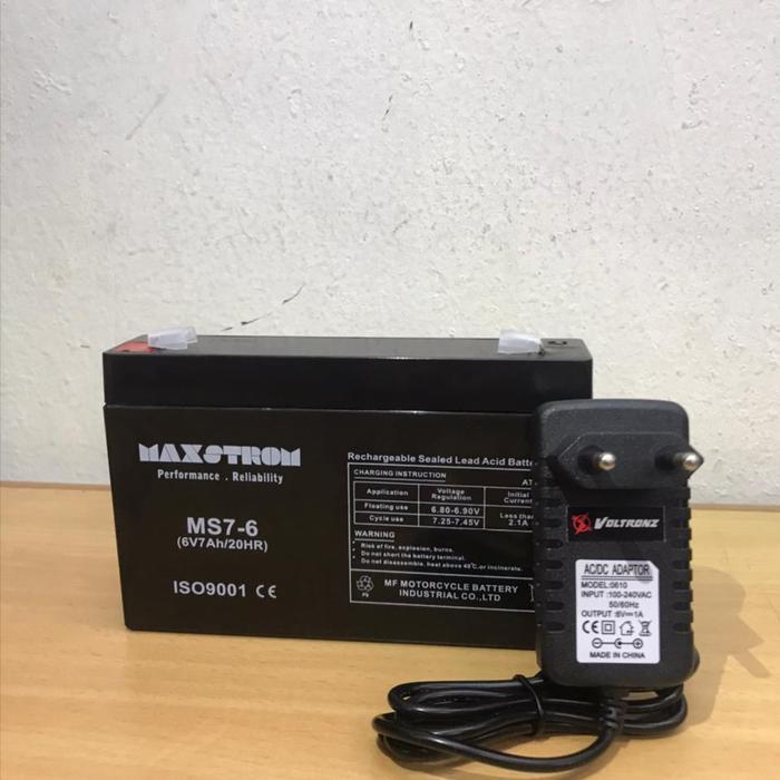 Aki Kering 6V 7Ah + Charger Mobilan Motor Mainan Anak