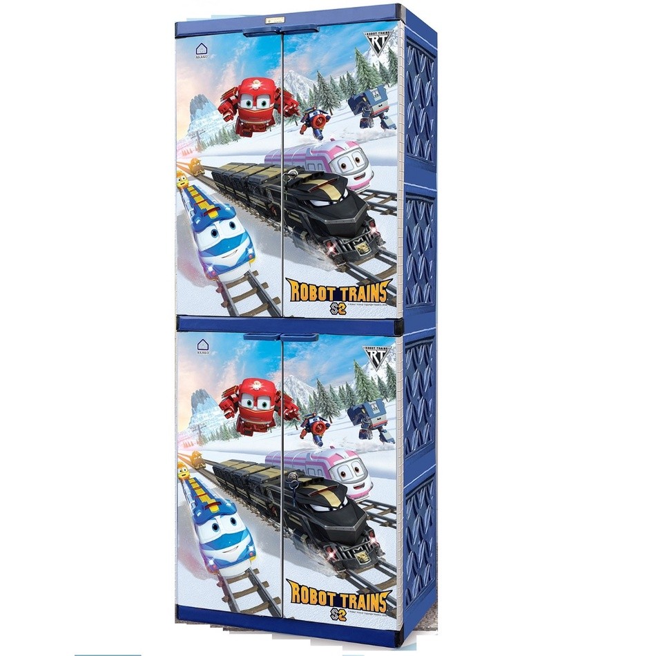 Akako Lemari plastik 2 susun LA2P Karakter Lemari Pakaian Tayo Lemari Baju Plastik