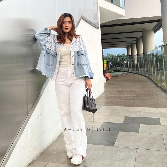 elsi- (27-34) Highwaist Loose Jeans Wanita Warna Putih / Celana Panjang Cewek Hw Basic White