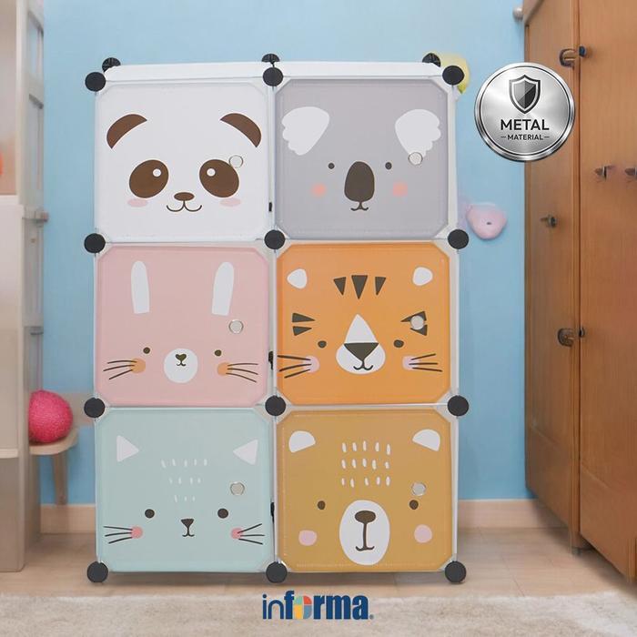 Informa Lemari Pakaian Plastik Multifungsi Animals Series Lemari Baju Almari Baju Lemari Kamar