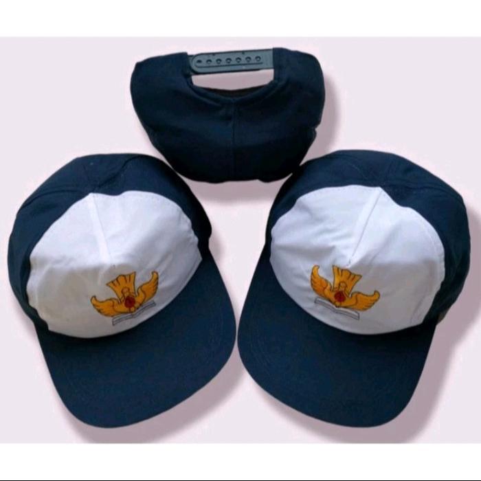 TOPI SMP BISA PAKAI BORDIR NAMA SEKOLAH / TOPI ANAK SMP Fashion Drill Satu Ukuran dengan Karet