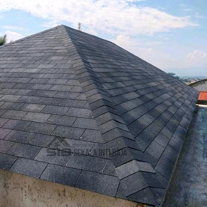 TERLARIS Atap Bitumen Sirap Aspal Terpasang berikut Rangka Baja Ringan