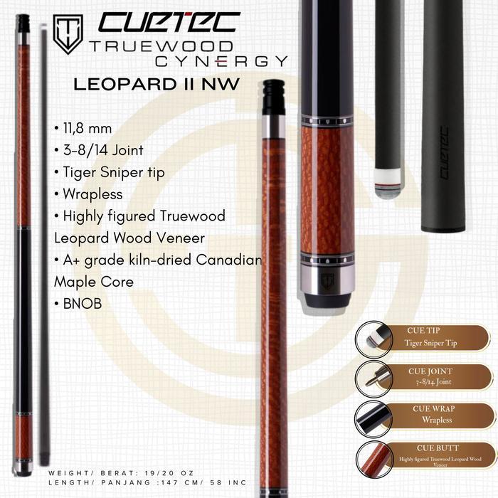 Cuetec Cynergy Truewood Leopard Ii - Nw 11.8/12,5 Wrapless