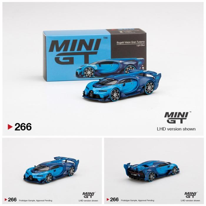 1/64 MiniGT 266 MGT Bugatti Vision Gran Turismo Light Blue Diecast