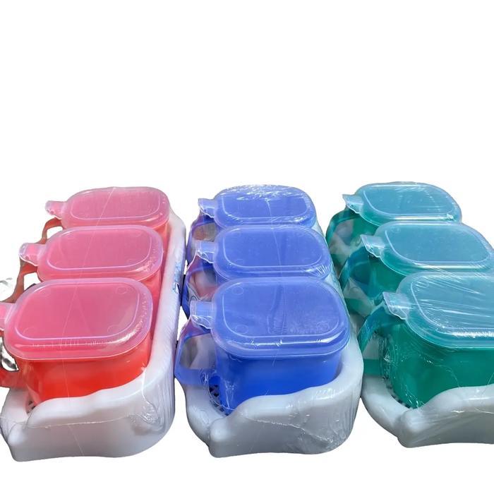 Tempat Bumbu Mawar 3 Set dengan Sendok di Setiap Tempatnya - Kitchenware