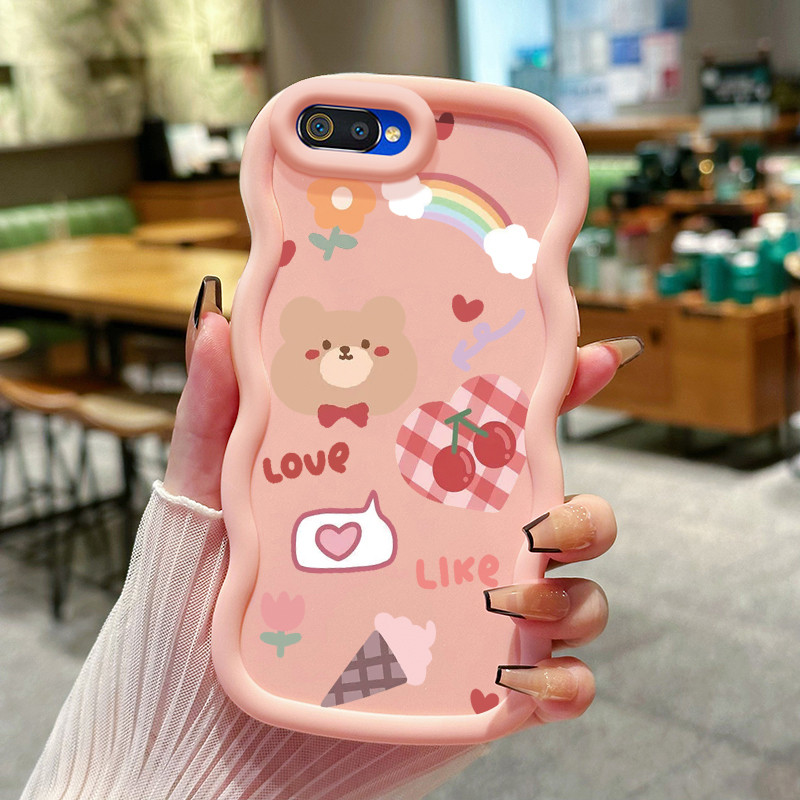 Casing HP Untuk Realme C2 C2s OPPO A1K Case Cartoon Rainbow Bear Kasing Tidak berbau Cesing ombak Ke