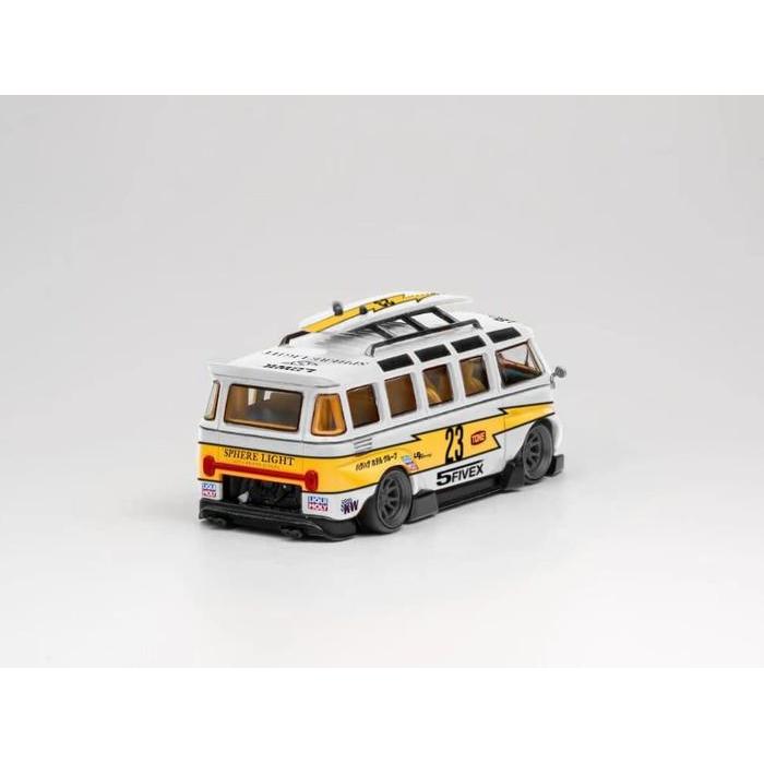 OldTime 1/64 Nissan R35 GTR Blue Yellow Spoon GT Wing - LF Model VW T1 Flash #23 Livery Lightning