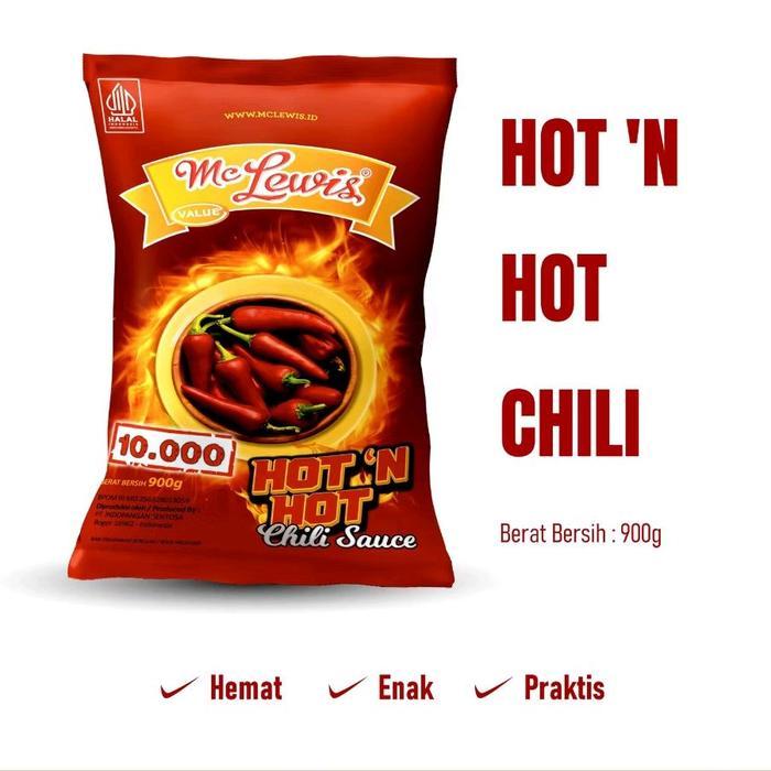 McLewis Hot 'N Hot Chili Sauce Saos Sambal Cabe Bantal 900gr Hemat Enak Praktis Saus Makanan