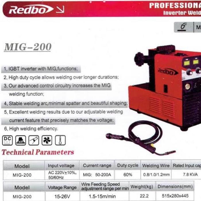 READY Mesin las CO MIG200 MIG 200A Inverter Welding Machine MIG200A REDBO