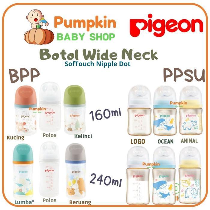 Original Pigeon Botol Wide Neck Ppsu & Bpp With Softouch Nipple - Botol Susu Pigeon Anak Bayi