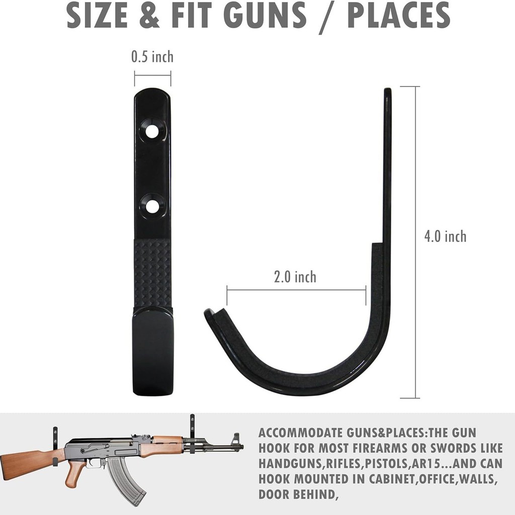 Metal Gun Rack Storage Rifles Shotgun Hook Wall Mount Hangers Rifles Shotguns Archery Bow with Soft
