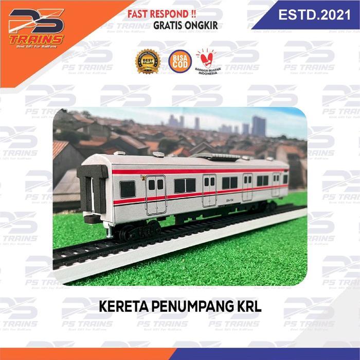 [ Tanpa Mesin Krl Jr-205 ] Mainan Kereta Api Replika Krl Handmade By Pstrains Miniatur Kayu Plastik