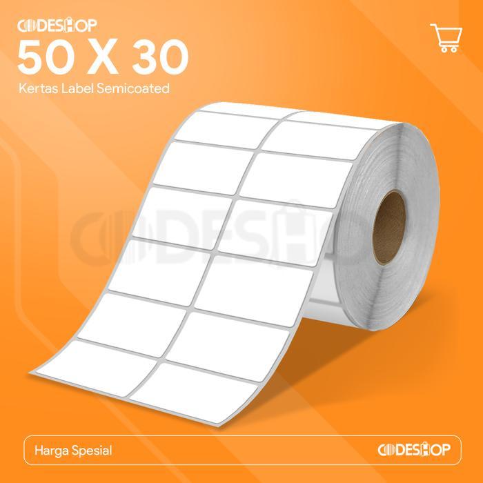 LABEL BARCODE SEMOCOATED 50 X 30 - LABEL 50X30 2 LINE ISI 2500PCS