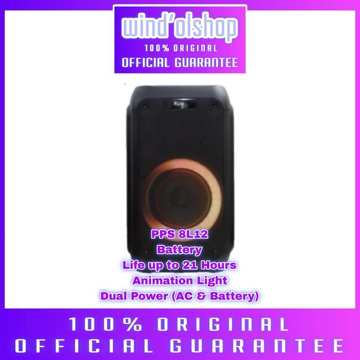 Polytron PPS-8L12 Speaker Party Portable PPS8L12 Bluetooth, Built-in Battery
