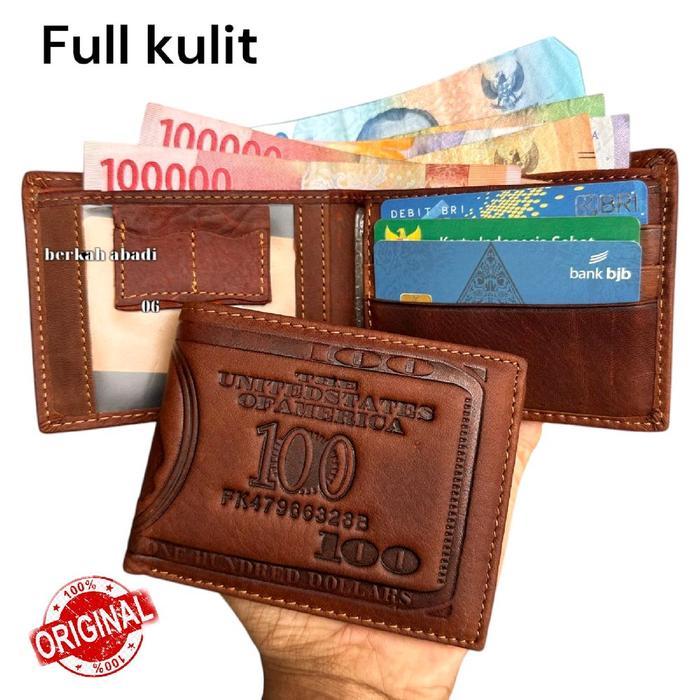 Dompet Full Kulit Asli Motif Dolar Diskon Sell