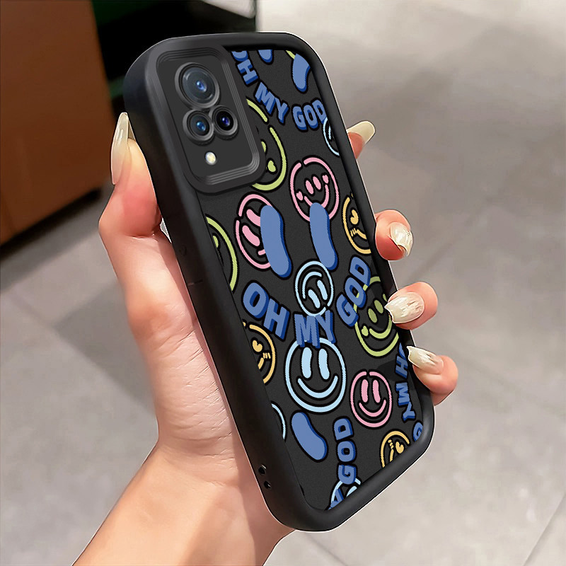 Casing Hp VIVO V21 5G V21s 5G V21E Y73 2021 Case Colored Smiley emoji Kasing silikon Cesing untuk Pr