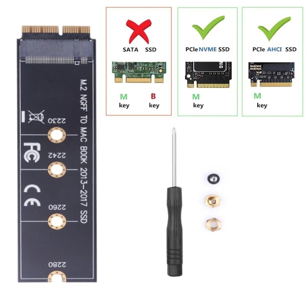 M.2 NVME SSD Convert Adapter Card for MacBook Air Pro Retina 2013-2017 NVME/AHCI SSD Upgraded Kit