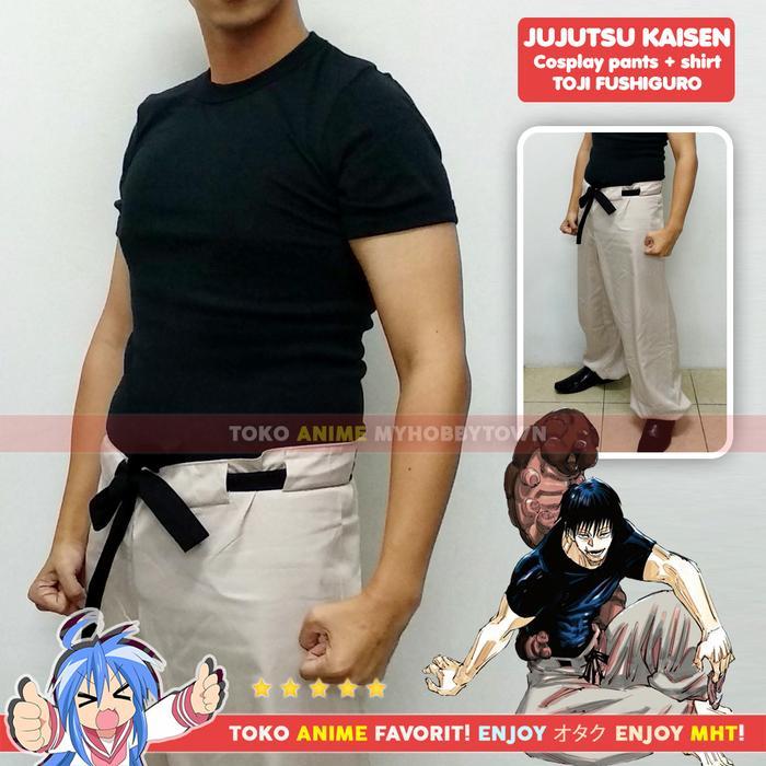 Kostum Cosplay Anime Set Kaos Celana Fushiguro Toji Jujutsu Kaisen Animasi Jepang