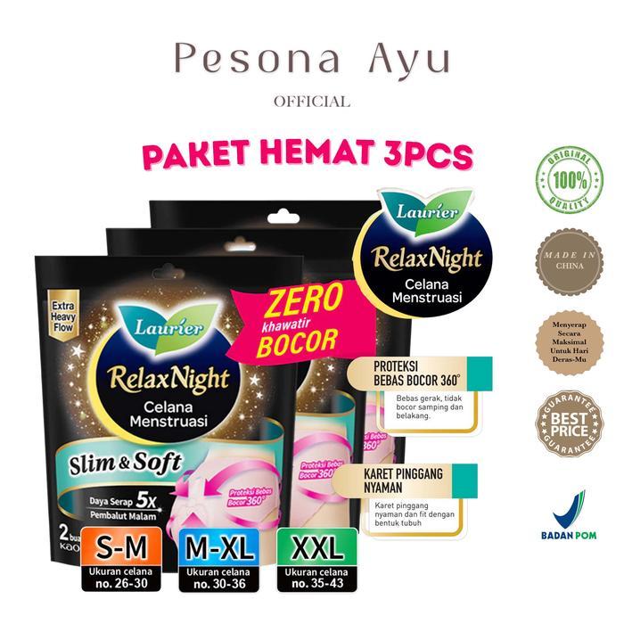 Home Shop - Paket 3Pcs Laurier Relax Night Celana Menstruasi Pembalut Wanita Size S-M M-Xl Xxl 2