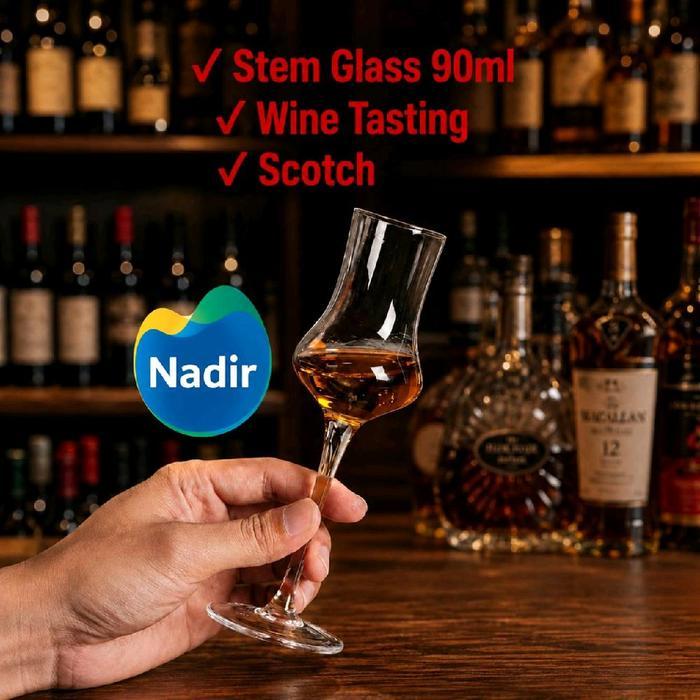 Premium Gelas Stem Whiskey Scotch Gognac 90Ml Nadir/ Gelas Wine Whiskey Tasting Glass Nadir Alembic