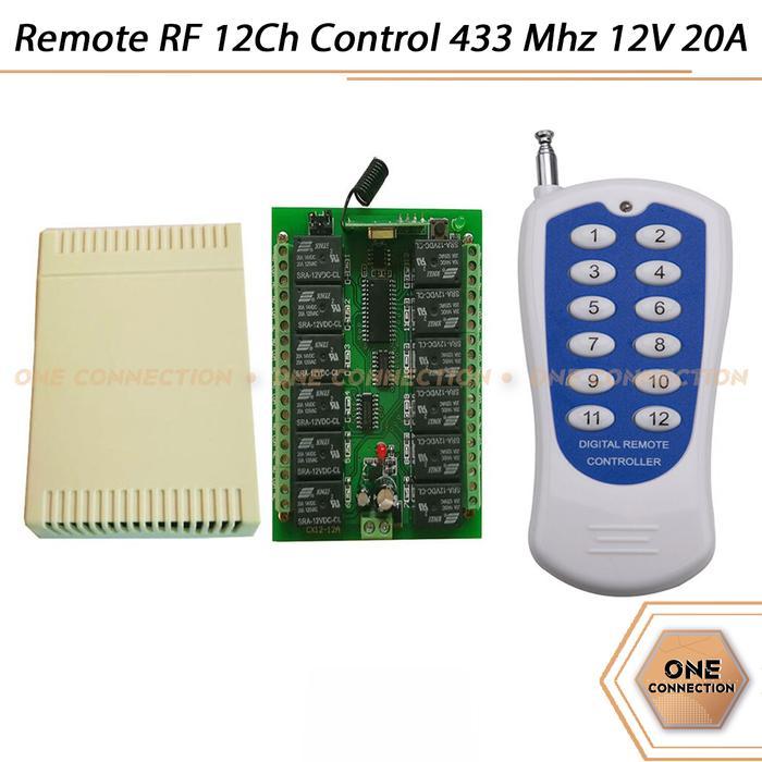 Remote Rf 12Ch Control 433 Mhz 12V Dc 20A Relay Programable Wireless