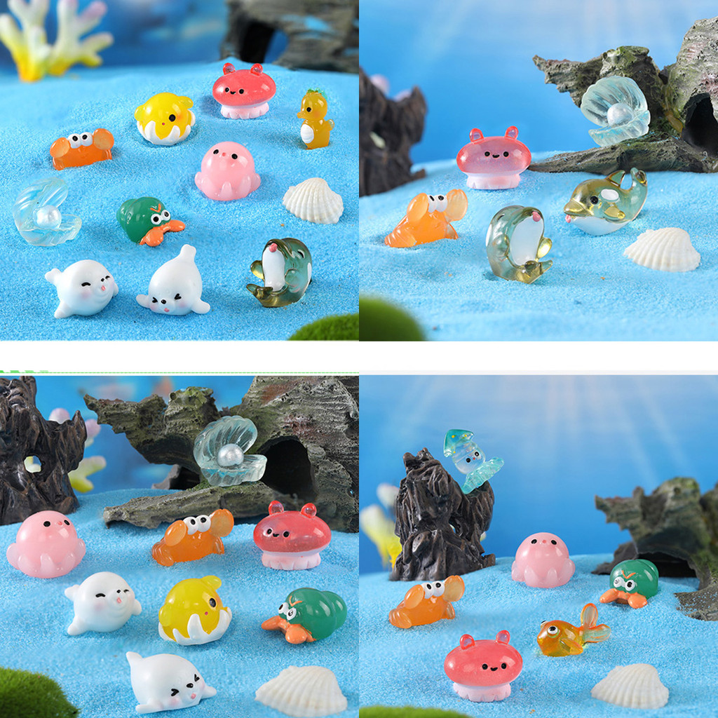 Mini Ocean Resin Animals Tiny Sea Animals Figurines Marine Miniature Animals Aquarium Ornaments Home