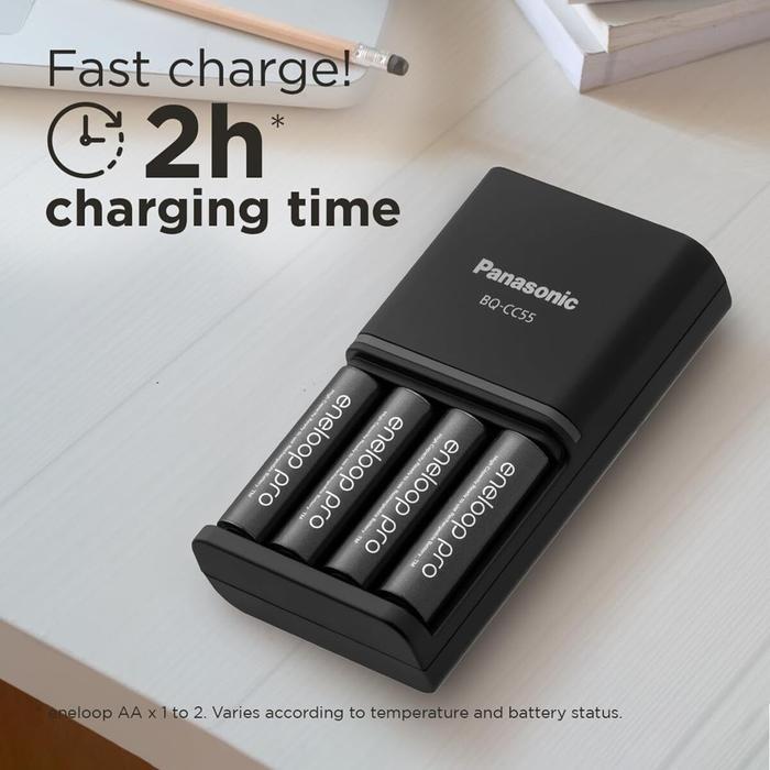 Ammorra.Id- Panasonic Eneloop Pro Bq-Cc55 Smart & Quick Charger Aa 4 Pcs