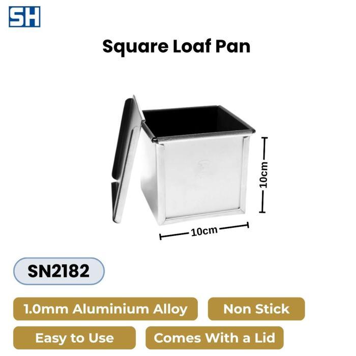 Square Loaf Pan Non Stick Loyang Roti Tawar Dengan Tutup Anti Lengket 100 X 100 X 100 Mm Sanneng