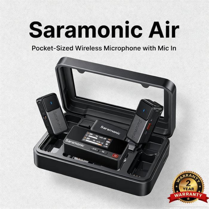 Original Saramonic Clip On Wireless Mic Kamera/Handphone Vlog Live Konten Noise Canceling Air Prox