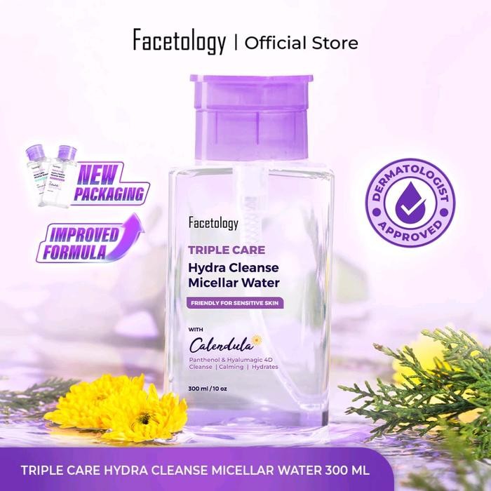 KJ [SIAPKIRIMfreestiker] NEW PACKAGE FACETOLOGY MICELLAR WATER 300ML TRIPLE CARE HYDRA CLEANSE 300ML