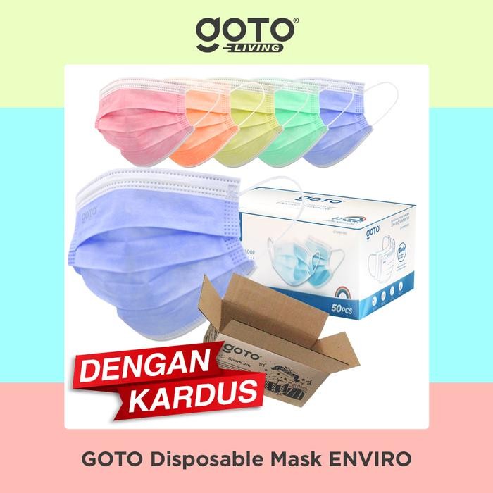 New Goto Enviro Dispos Mask 3 Ply Facemask Earloop Masker 3Ply