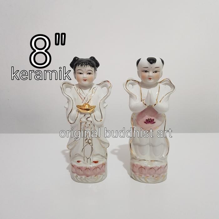 Ready patung pendamping dewi kwan im keramik 8 inch