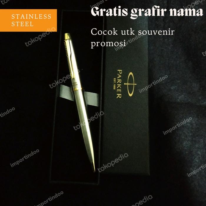 

pulpen parker exclusive stainless model putar gratis grafir nama
