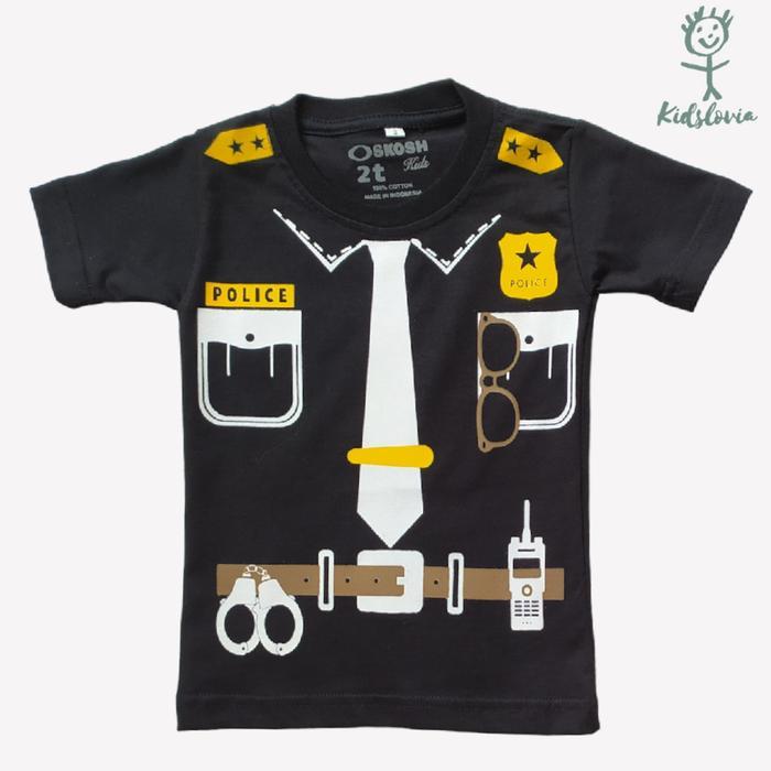 Kaos Anak Laki Laki dan Perempuan Motif Profesi Polisi