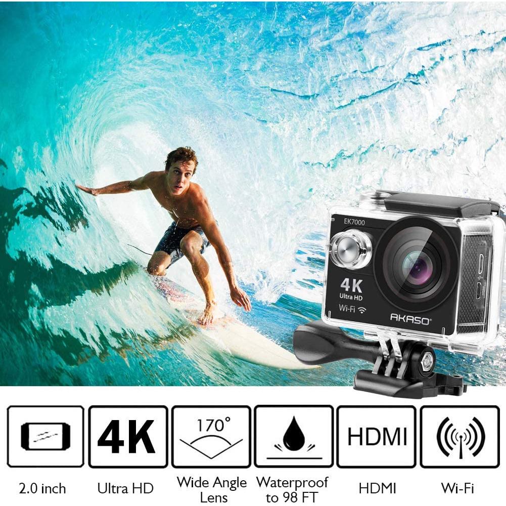 AKASO EK7000 4K30FPS Action Camera Ultra HD Underwater Camera 170 Degree Wide Angle 98FT Waterproof 
