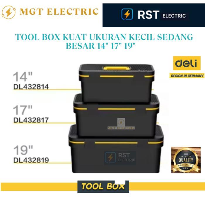 Deli Tool Box Kuat Ukuran Kecil Sedang Besar 14" 17" 19" DL43281X / DELI TOOLBOX S M L HITAM