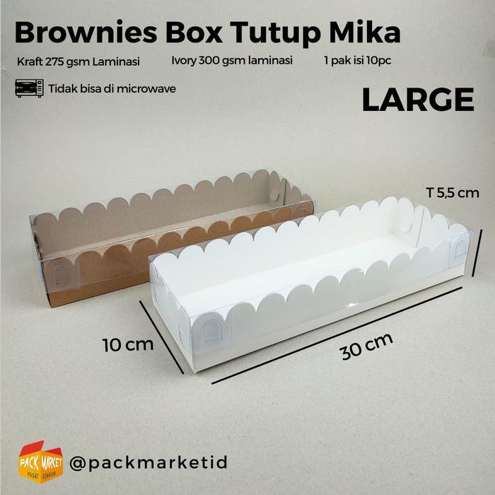 Box Brownies Tutup Mika Large 30 x11 xT5,5 cm - 1 pak isi 10pc - Kraft Paper Laminasi