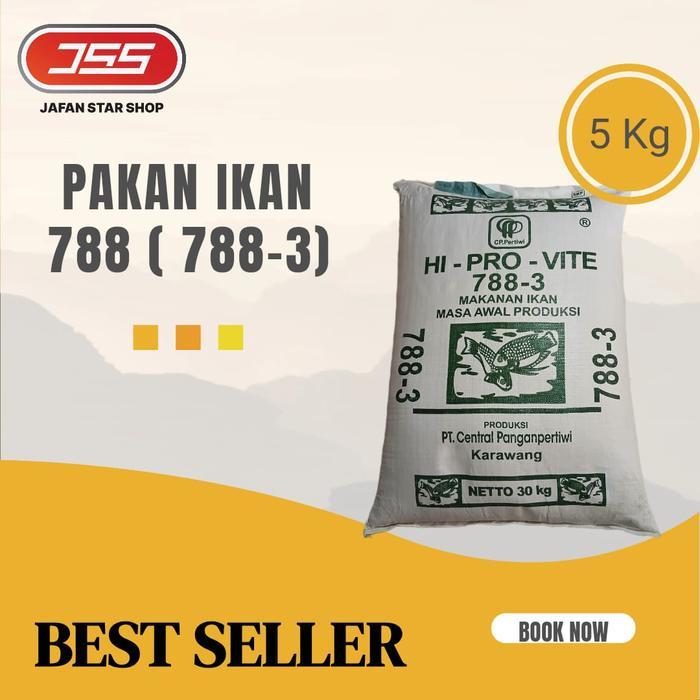 Pakan Ikan 788 Ukuran 3 Mili Pakan Ikan Nila Mas Lele Gurame dikemas 5 Kg