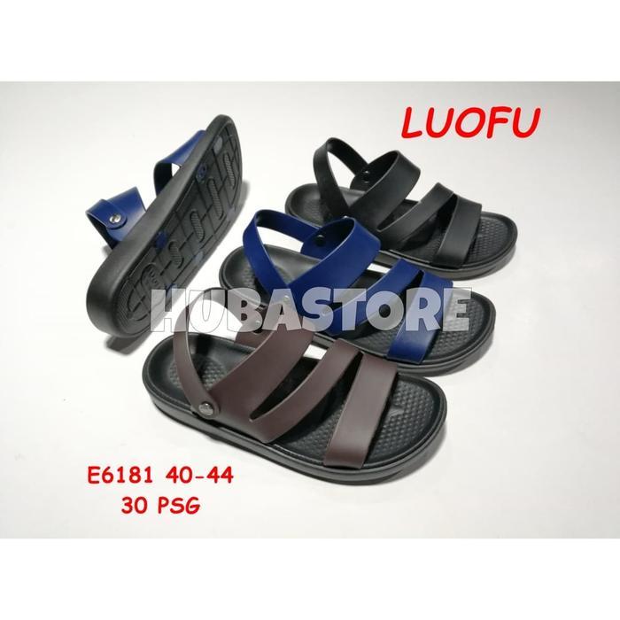 Sandal Jeli Tali Pria Sandal Karet Cowo Luofu Impor E6181