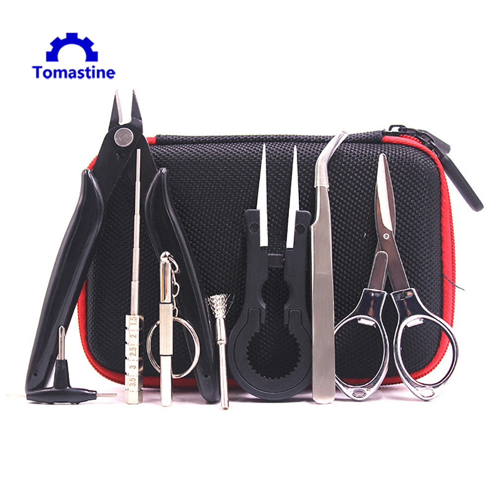 Electronic 9 in 1 Cigarette DIY Tool Kit Coil jig Tweezers Pliers